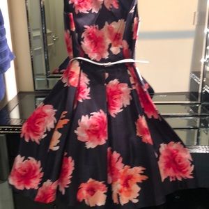 Jessica Howard size 8 navy pink floral swing dress